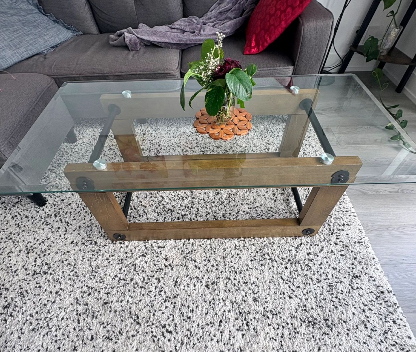 Glass and Wood Coffee Table - photo 4