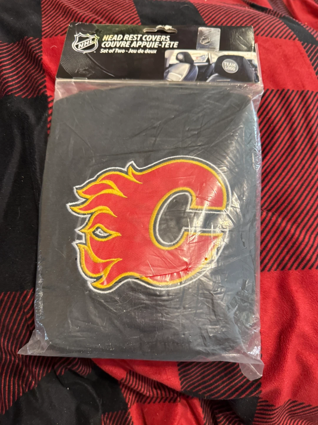 NHL Calgary Flames Head Rest Covers - Set of Two