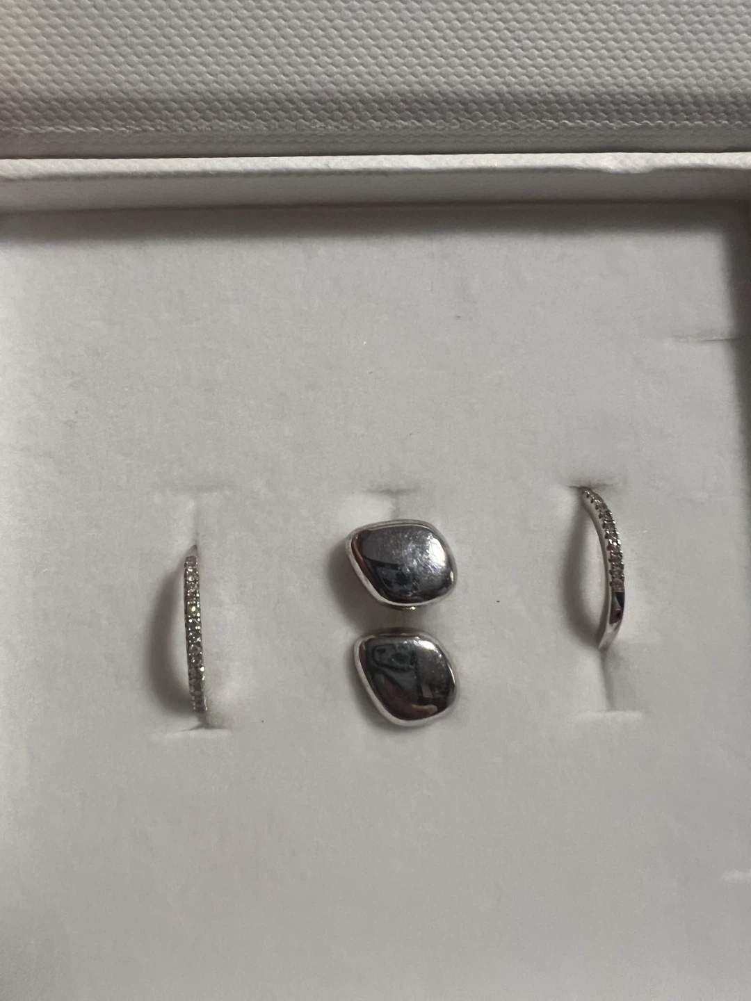 Diamond Hoop Earrings and Pebble Studs Set