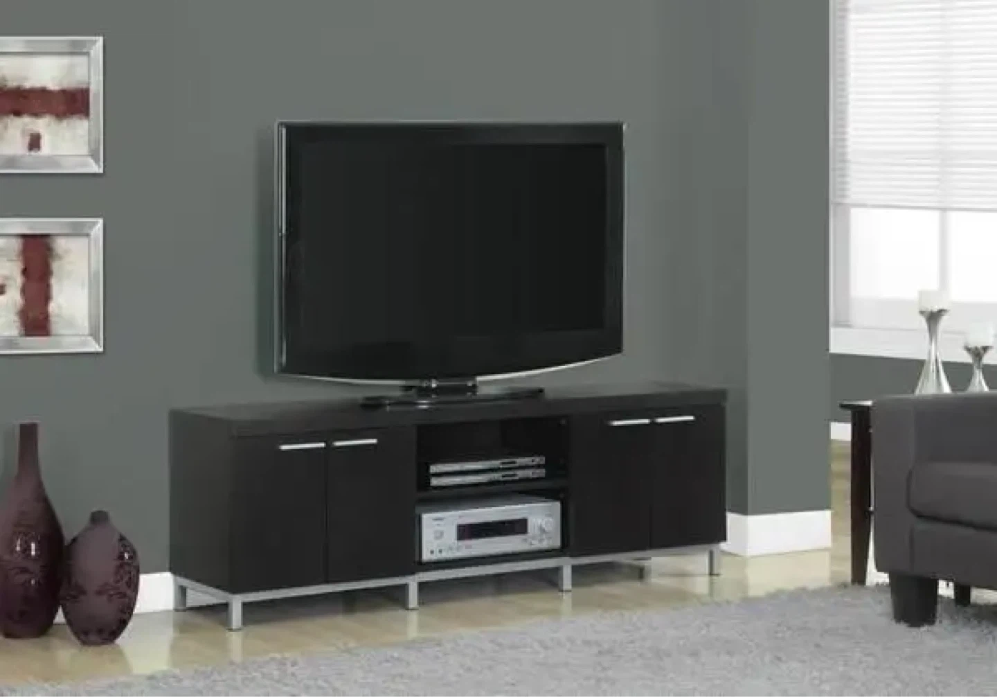 Dark Brown TV Stand with Storage