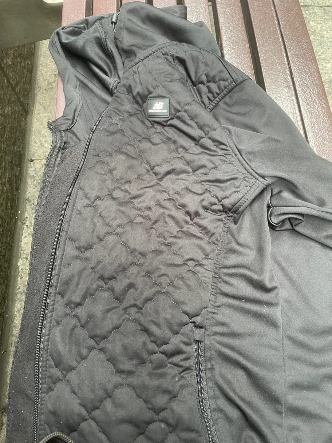 New Balance Black Quilted Full Zip Hoodie