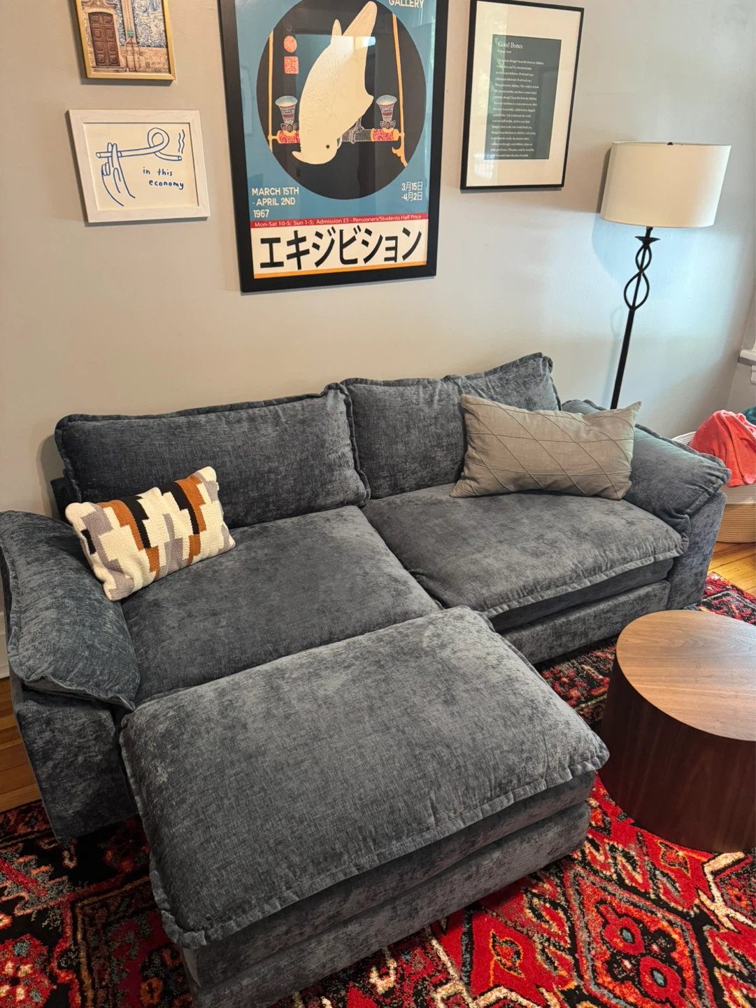 Blue Sectional Sofa with Ottoman - photo 5