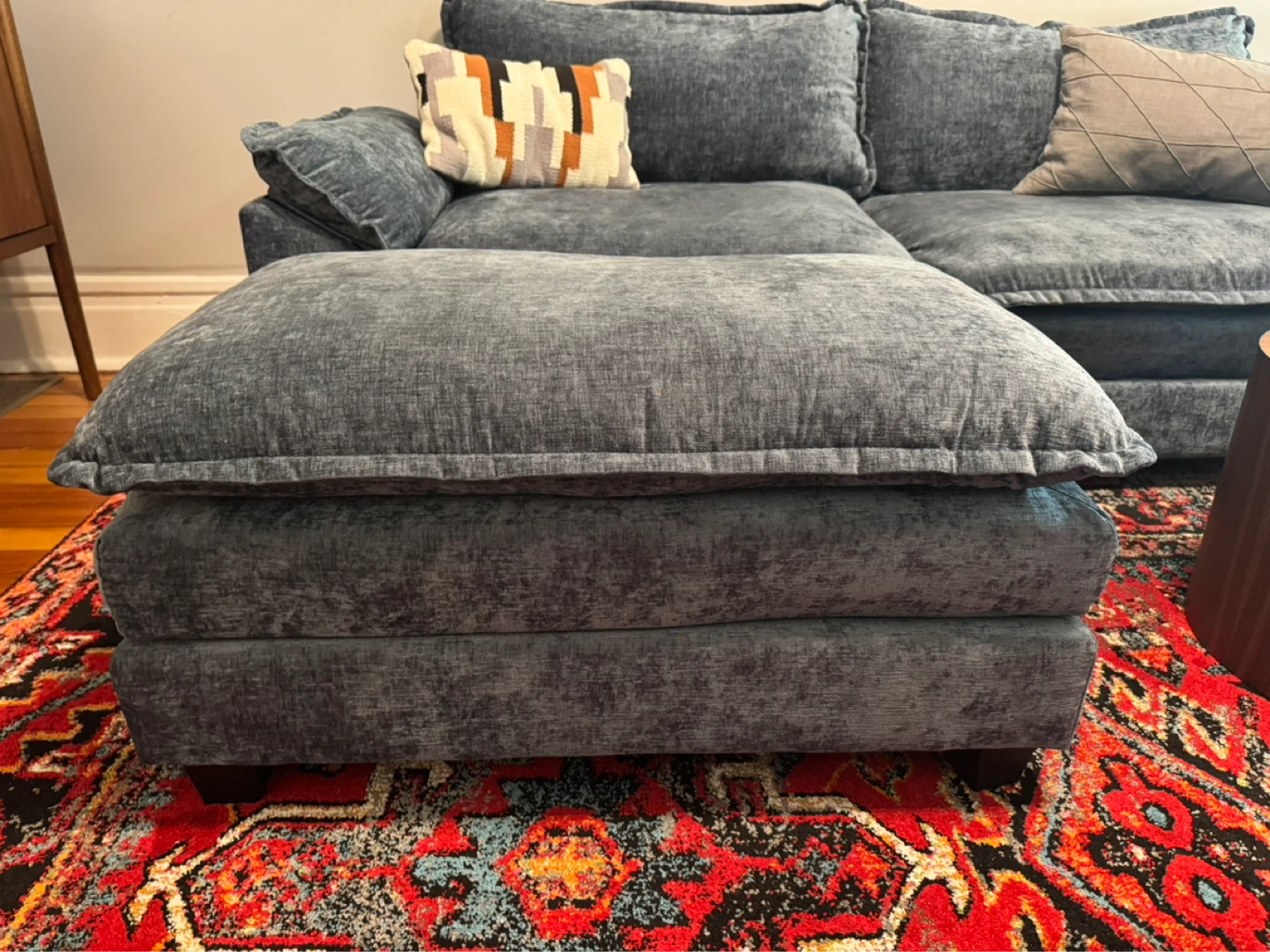 Blue Sectional Sofa with Ottoman - photo 4