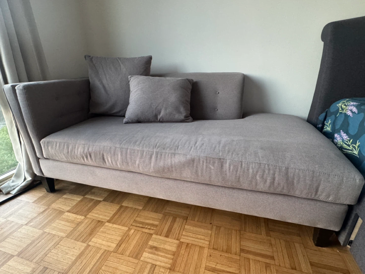 Grey Chaise Lounge with Pillows