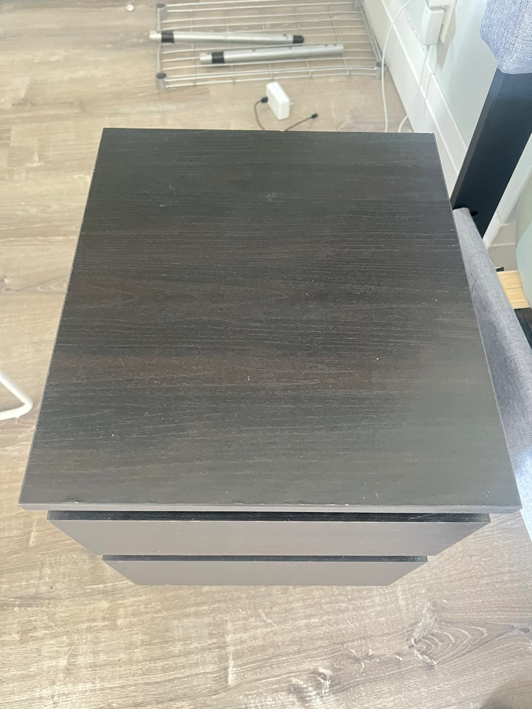 Dark Brown 2-Drawer Nightstand - photo 2