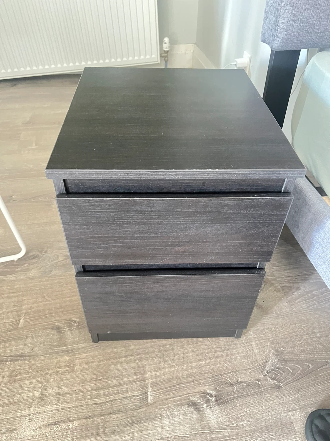 Dark Brown 2-Drawer Nightstand