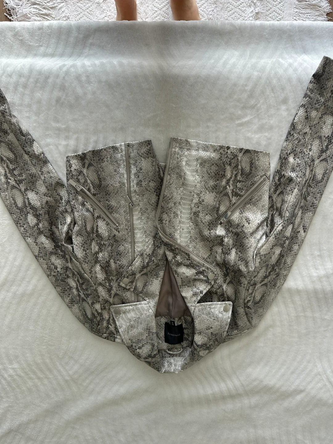 Dynamite Snake Print Faux Leather Jacket