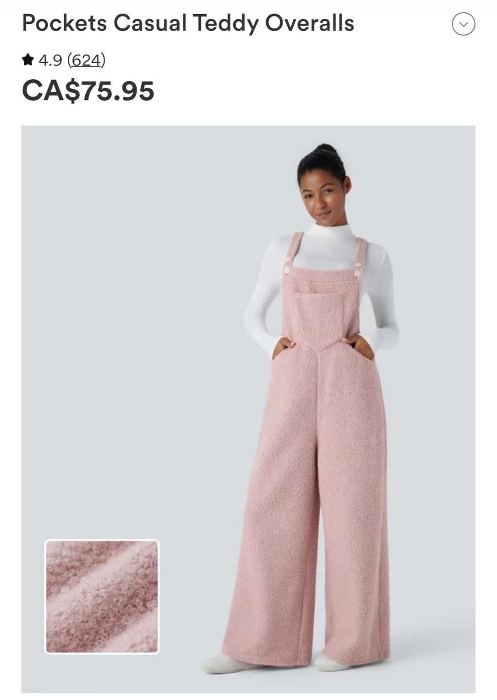Pockets Casual Teddy Overalls - Pink