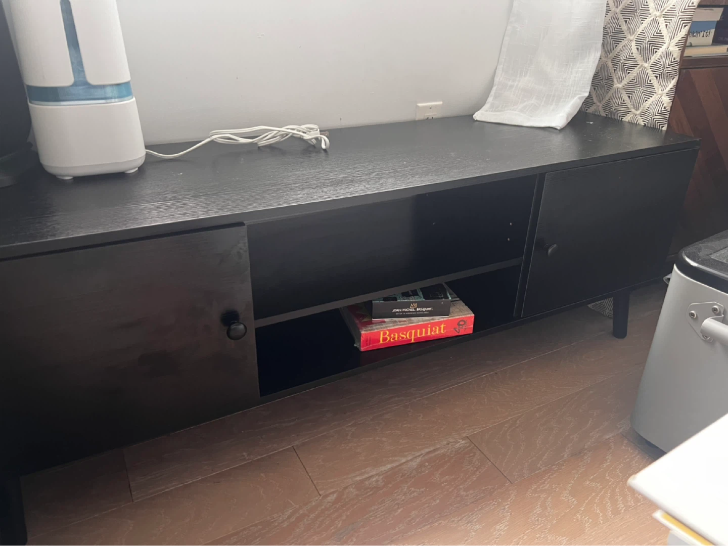 Black Media Console with Storage