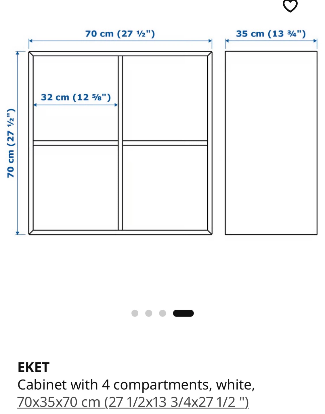 IKEA EKET Cabinet with 4 Compartments - White - photo 5