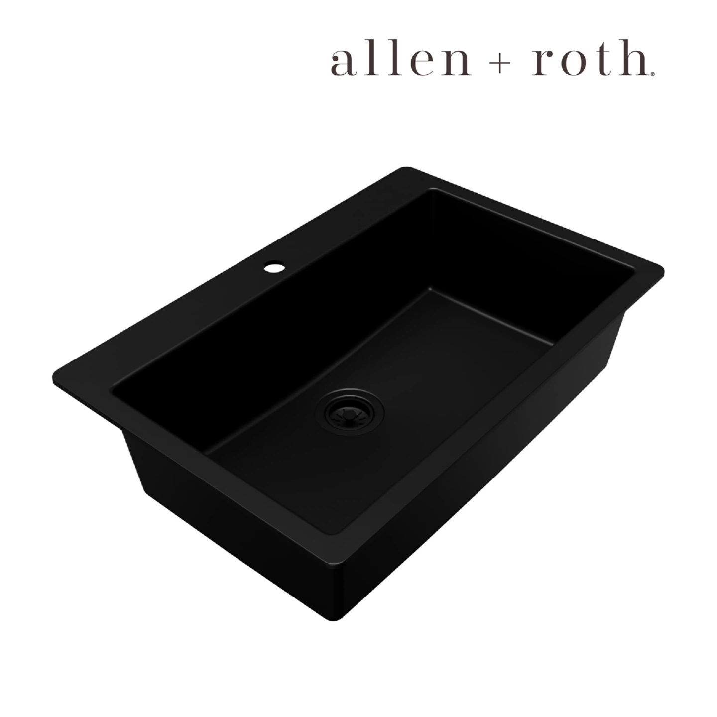 Allen + Roth Single Bowl Granite Kitchen Sink - Black - photo 2