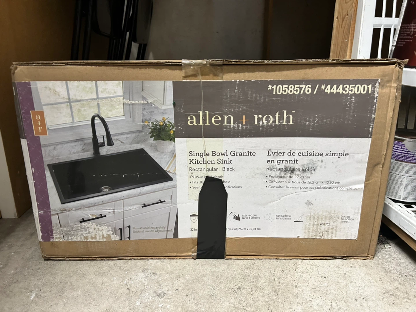 Allen + Roth Single Bowl Granite Kitchen Sink - Black