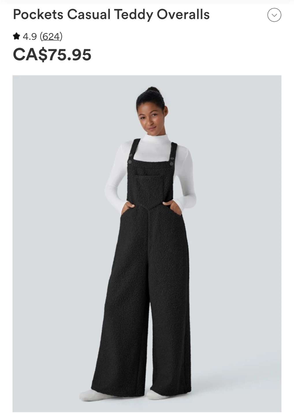 Pockets Casual Teddy Overalls - Black