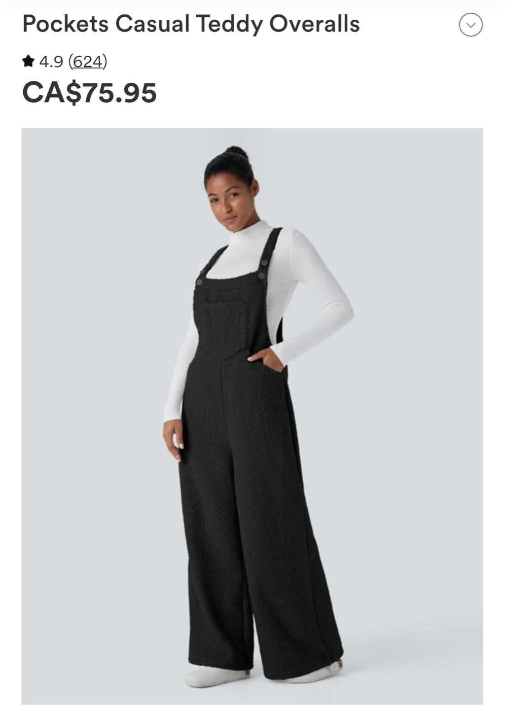 Pockets Casual Teddy Overalls - Black - photo 3