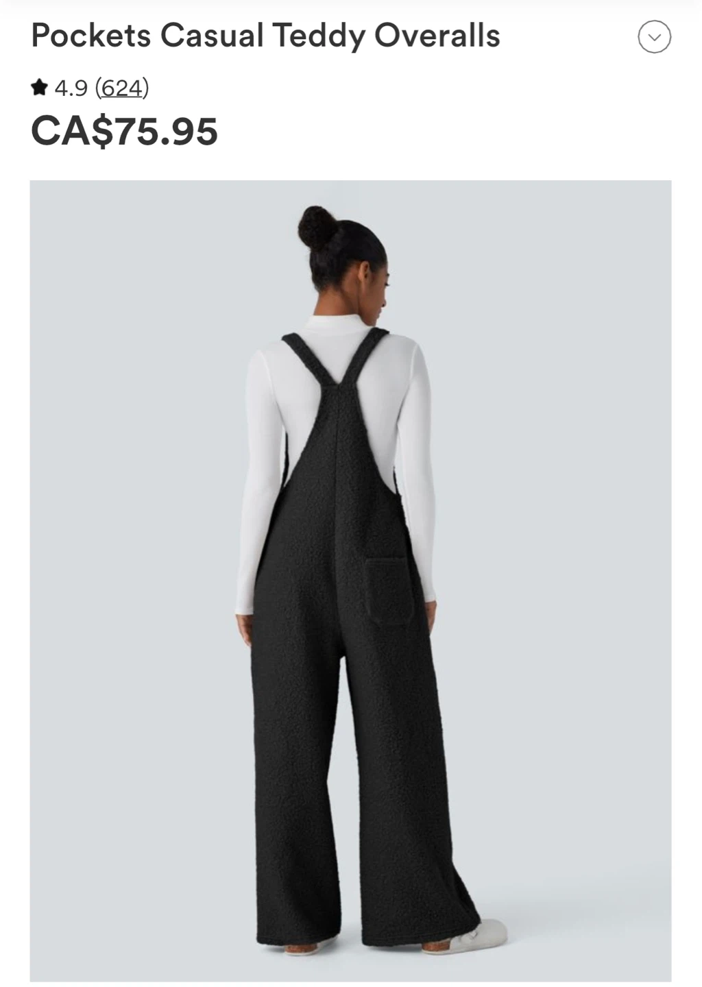 Pockets Casual Teddy Overalls - Black - photo 2