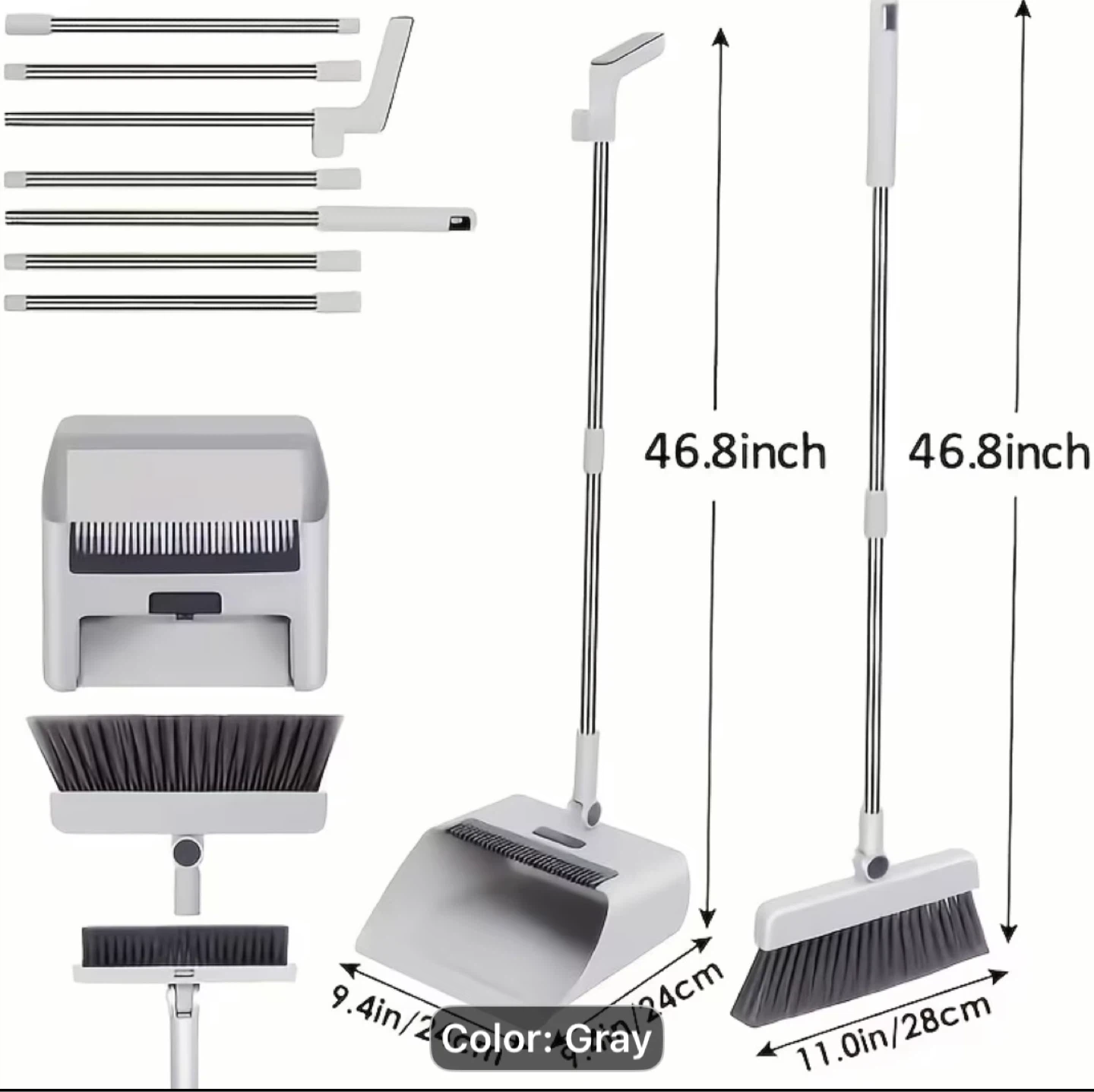 New Grey Broom, Brush and Dustpan Set - photo 5