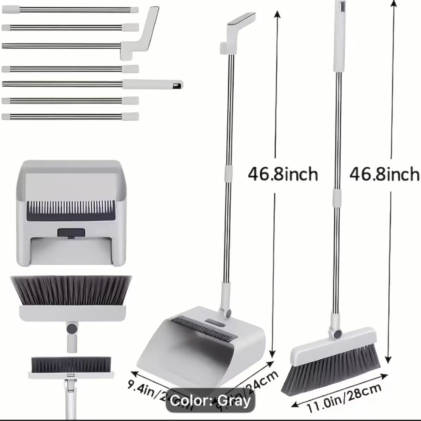 New Grey Broom, Brush and Dustpan Set - photo 5