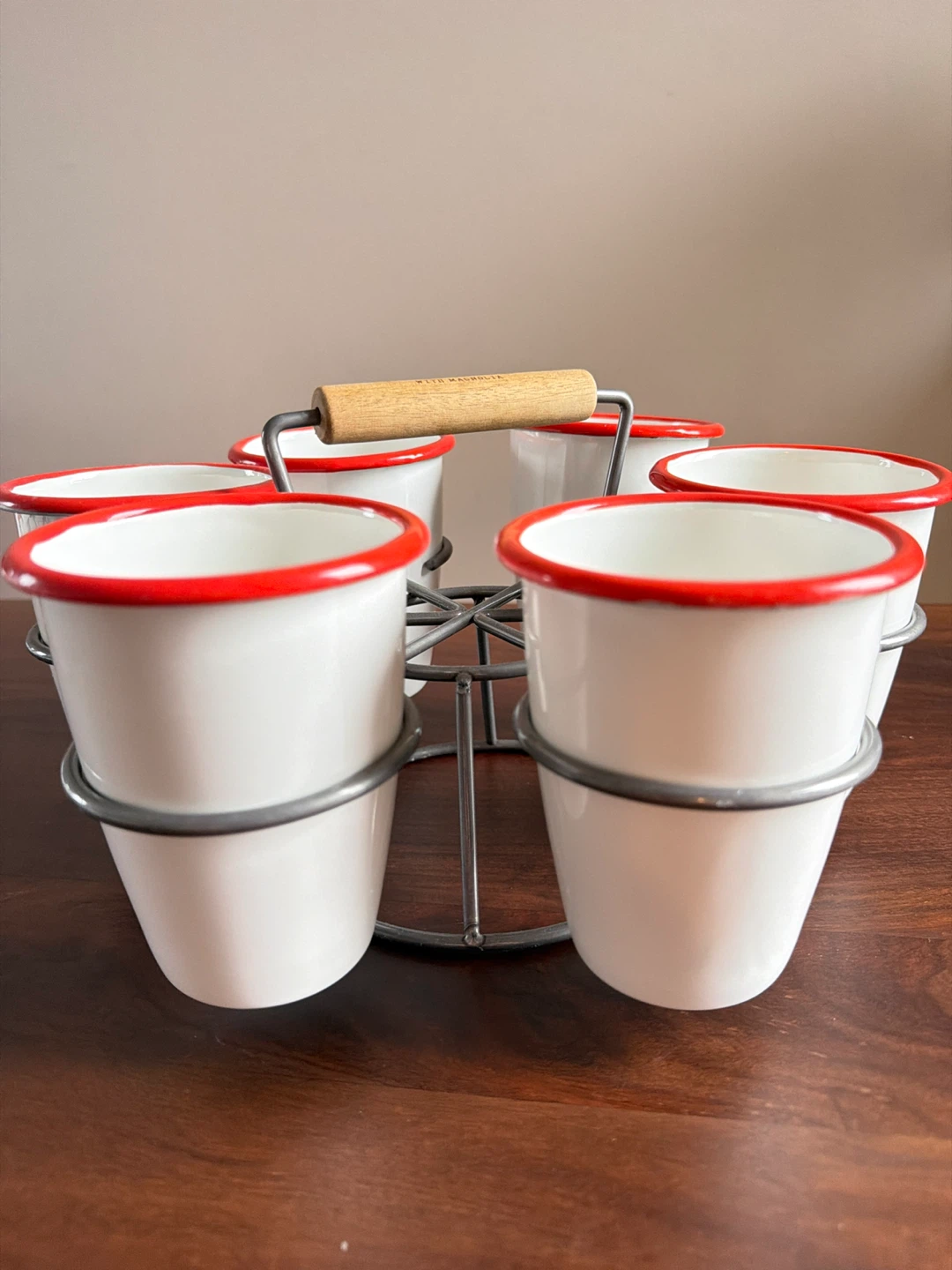 Hearth & Hand™ with Magnolia Drink caddy + 6 enamel-coated cups
