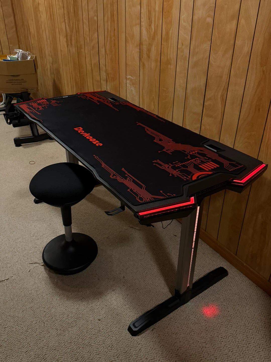 Deskooze RGB Gaming Desk Red Iron Legs with seat included