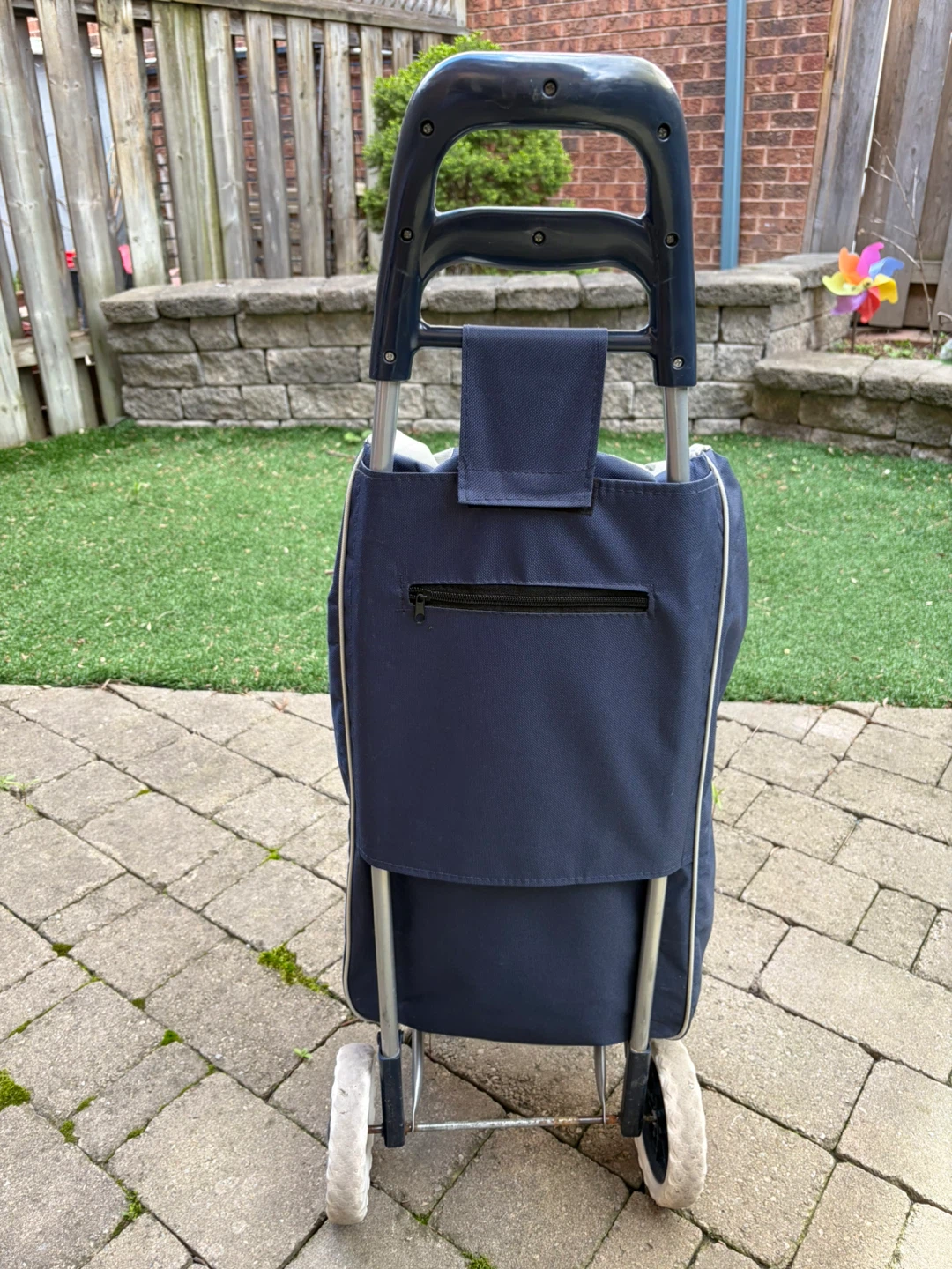 Navy Blue Rolling Shopping Cart - photo 2