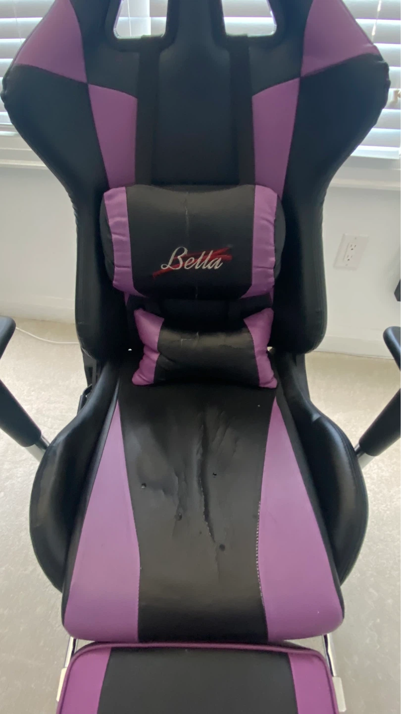 Bella Gaming Chair with Footrest - Purple and Black - photo 2