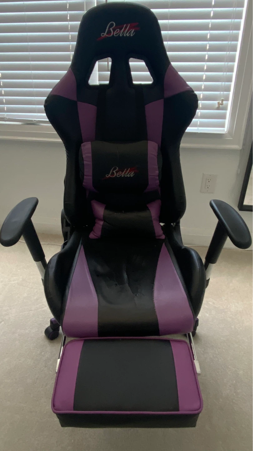 Bella Gaming Chair with Footrest - Purple and Black