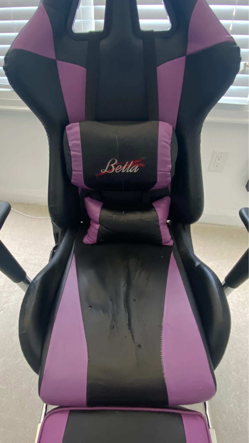 Bella Gaming Chair with Footrest - Purple and Black - photo 3
