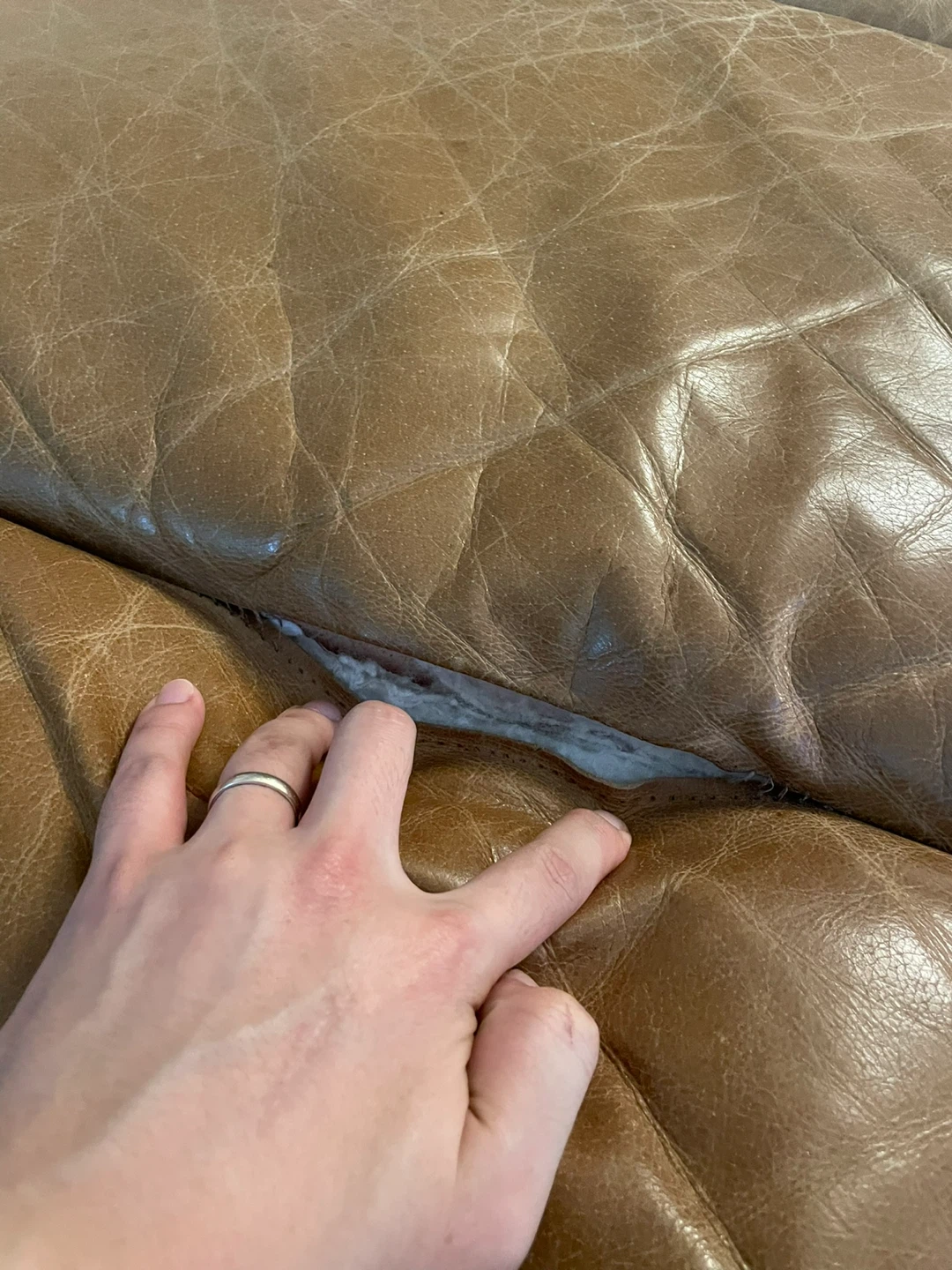Brown Authentic Leather Chaise Lounge Sofa 72” - photo 4