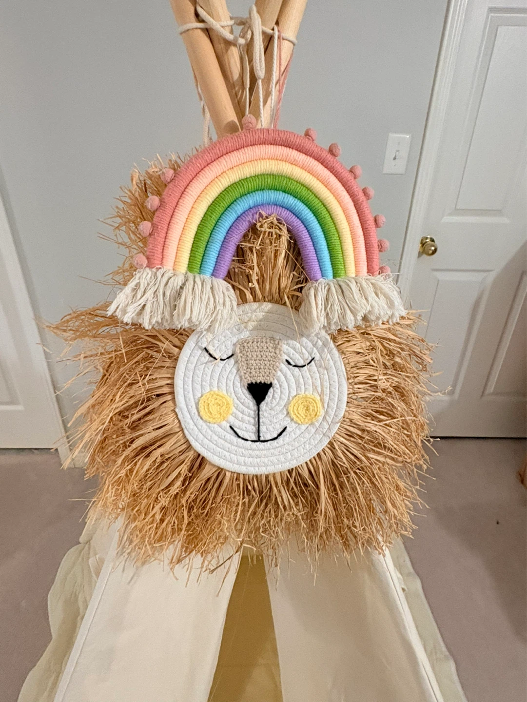 Kids Teepee Tent with Lion and Rainbow Decor - photo 2
