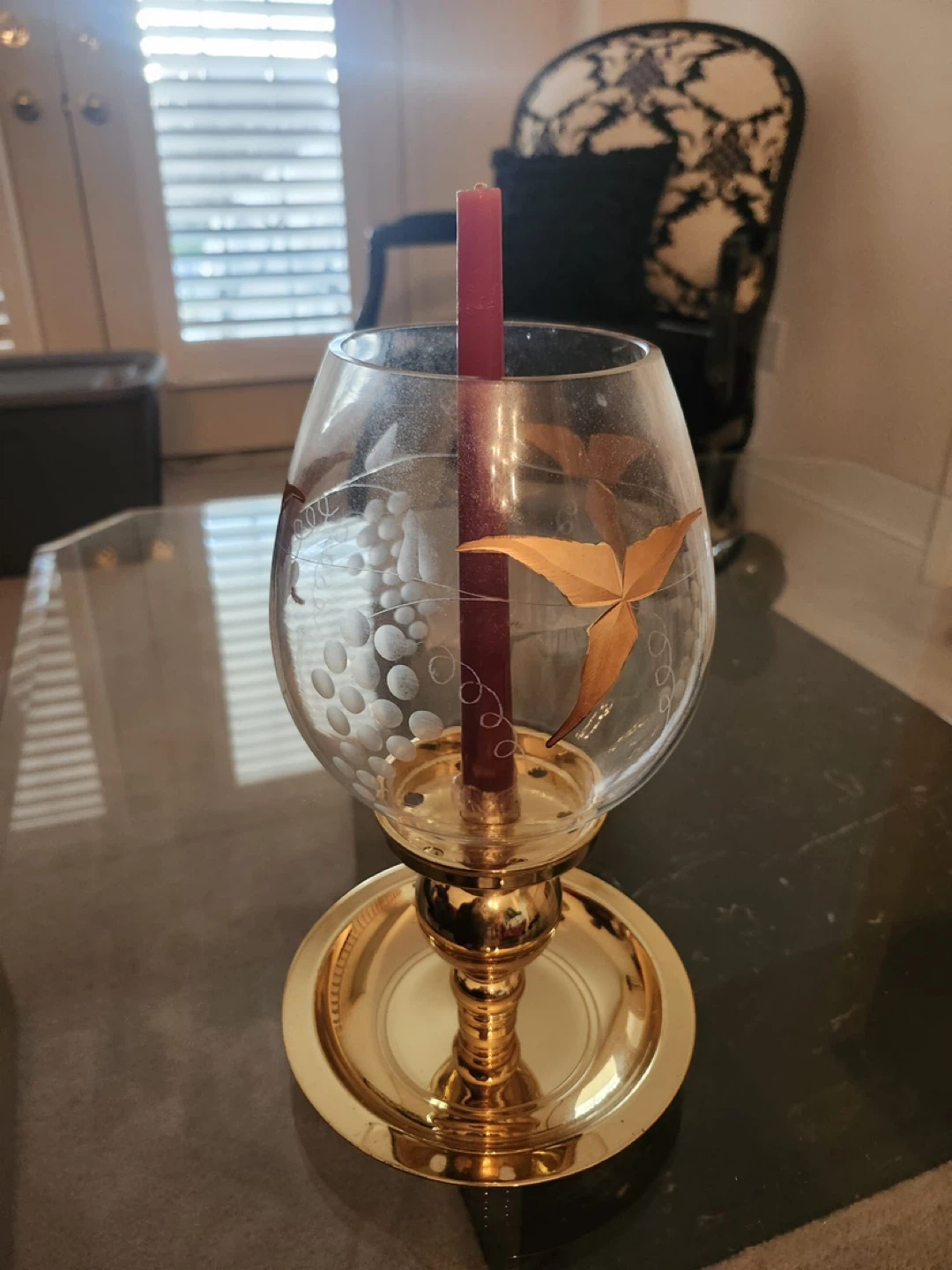 Glass Candle Holder with Gold Base - photo 2