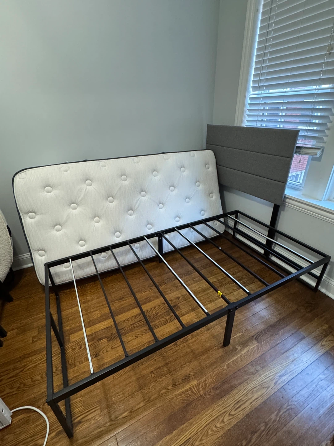 Twin Bed Frame with Headboard and Mattress