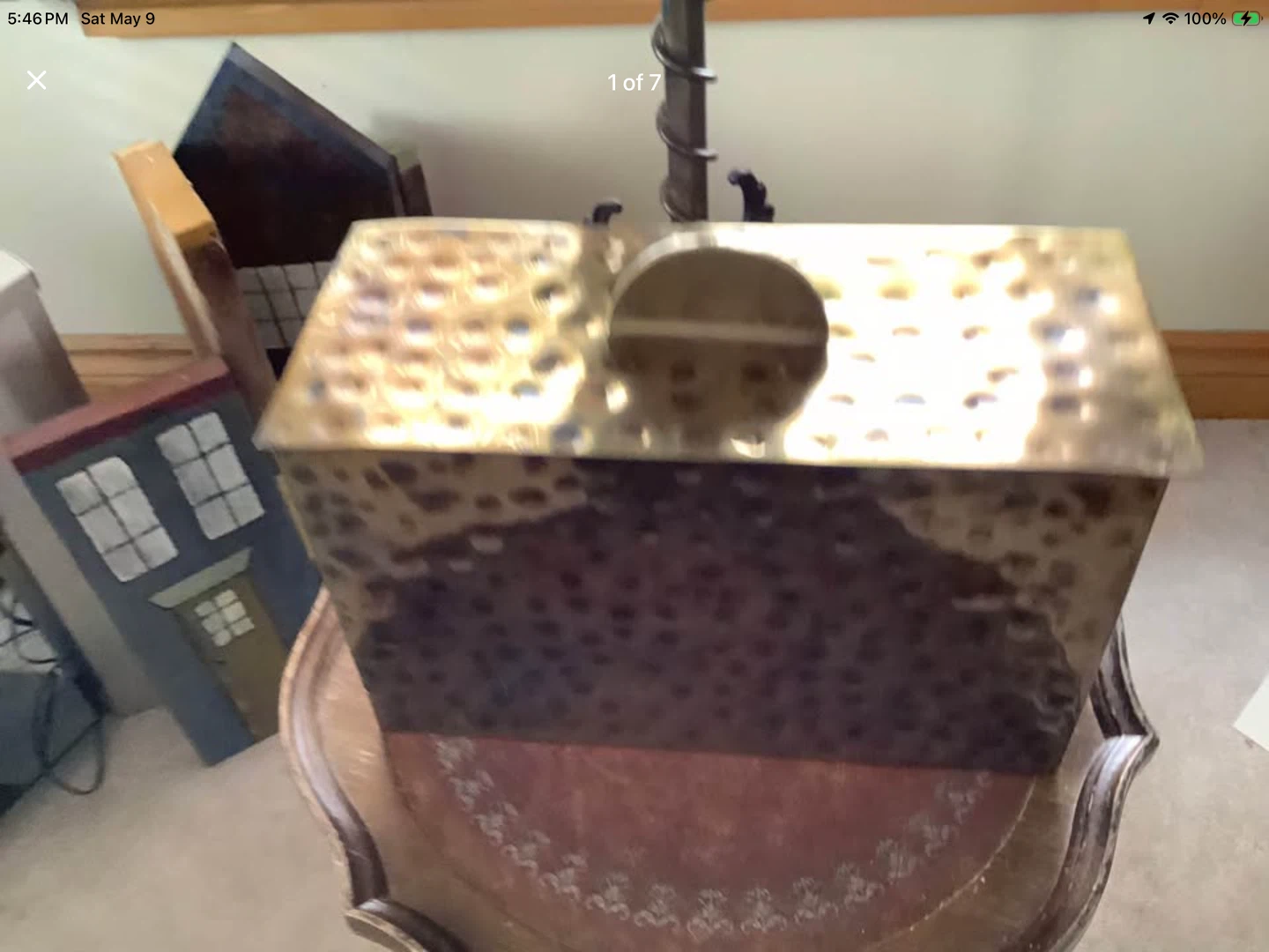 Unique MCM Hammered Brass Decorative Box w Removable Lid 🐞