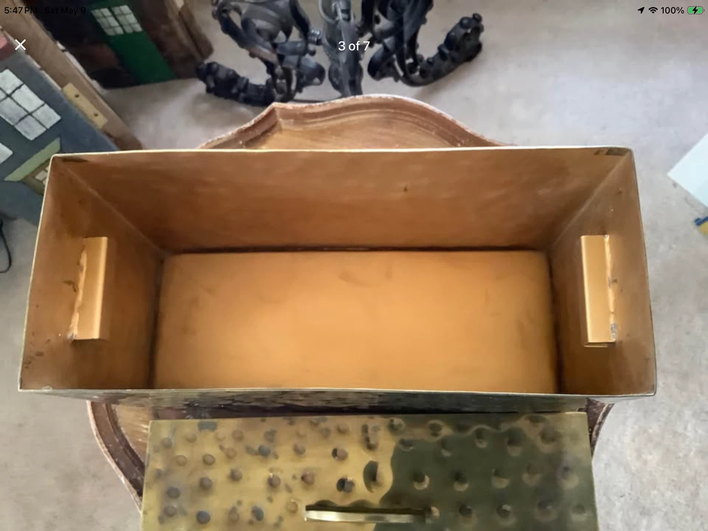 Unique MCM Hammered Brass Decorative Box w Removable Lid 🐞 - photo 3