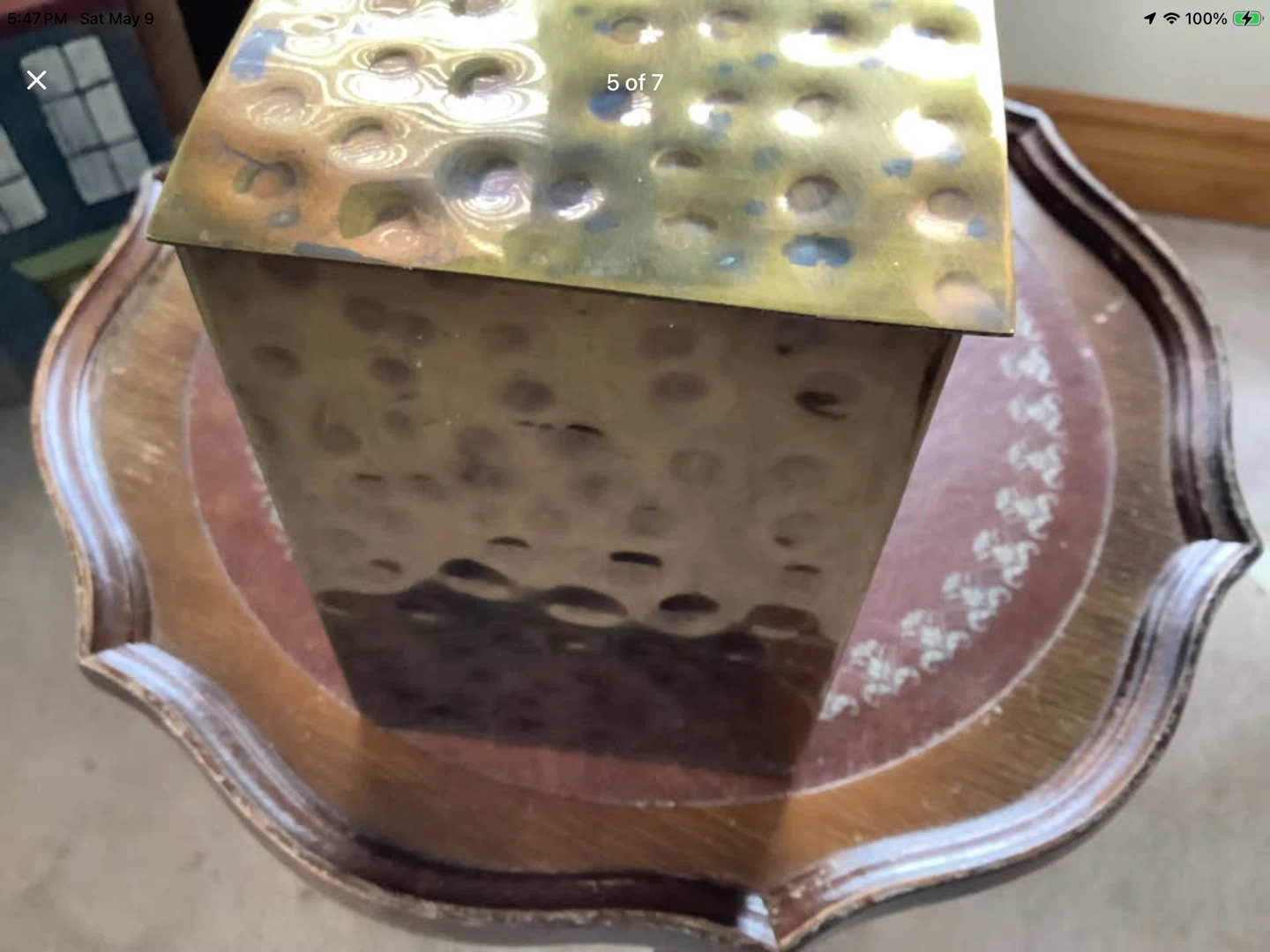 Unique MCM Hammered Brass Decorative Box w Removable Lid 🐞 - photo 5
