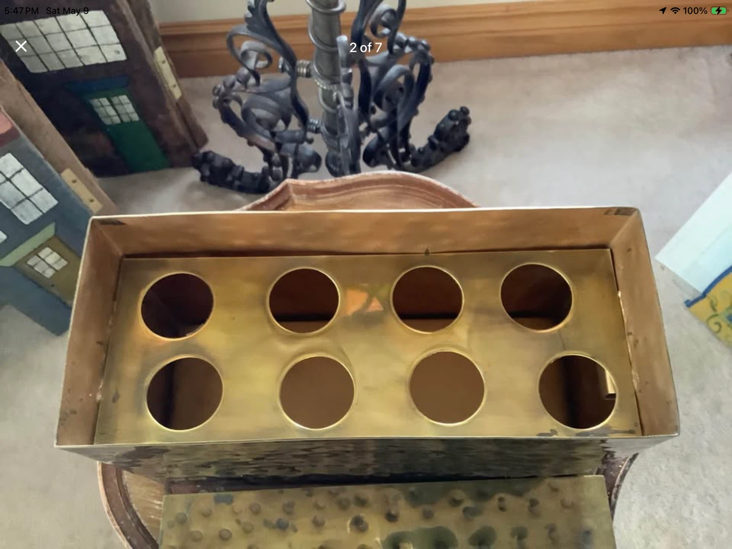Unique MCM Hammered Brass Decorative Box w Removable Lid 🐞 - photo 2