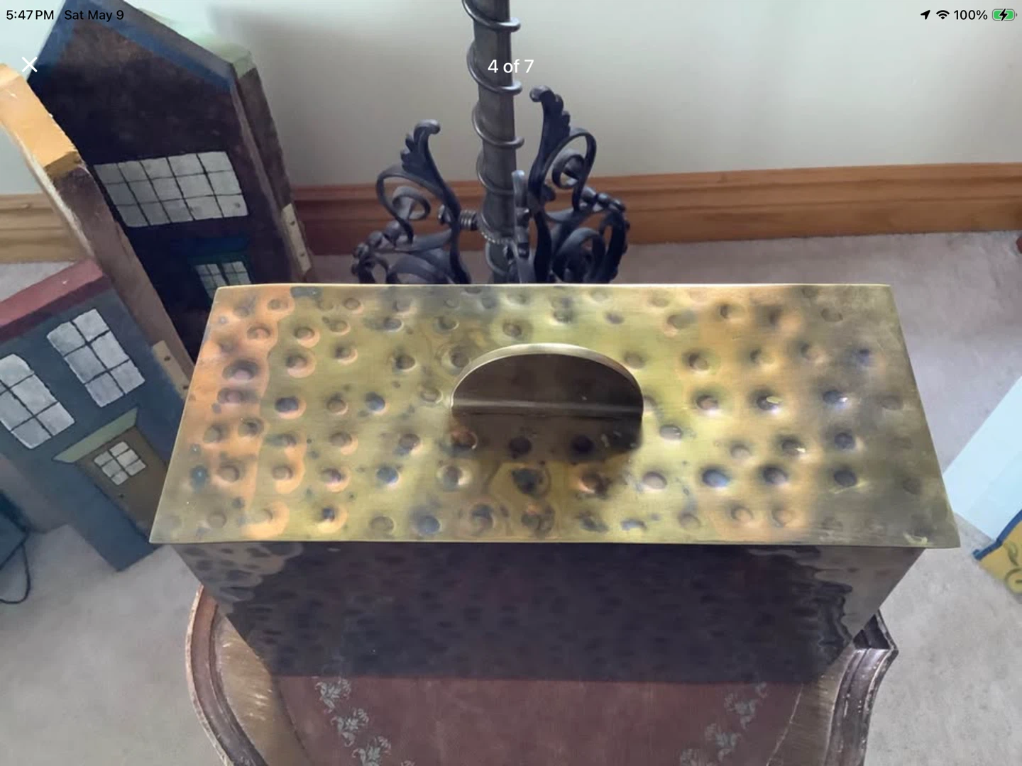 Unique MCM Hammered Brass Decorative Box w Removable Lid 🐞 - photo 4