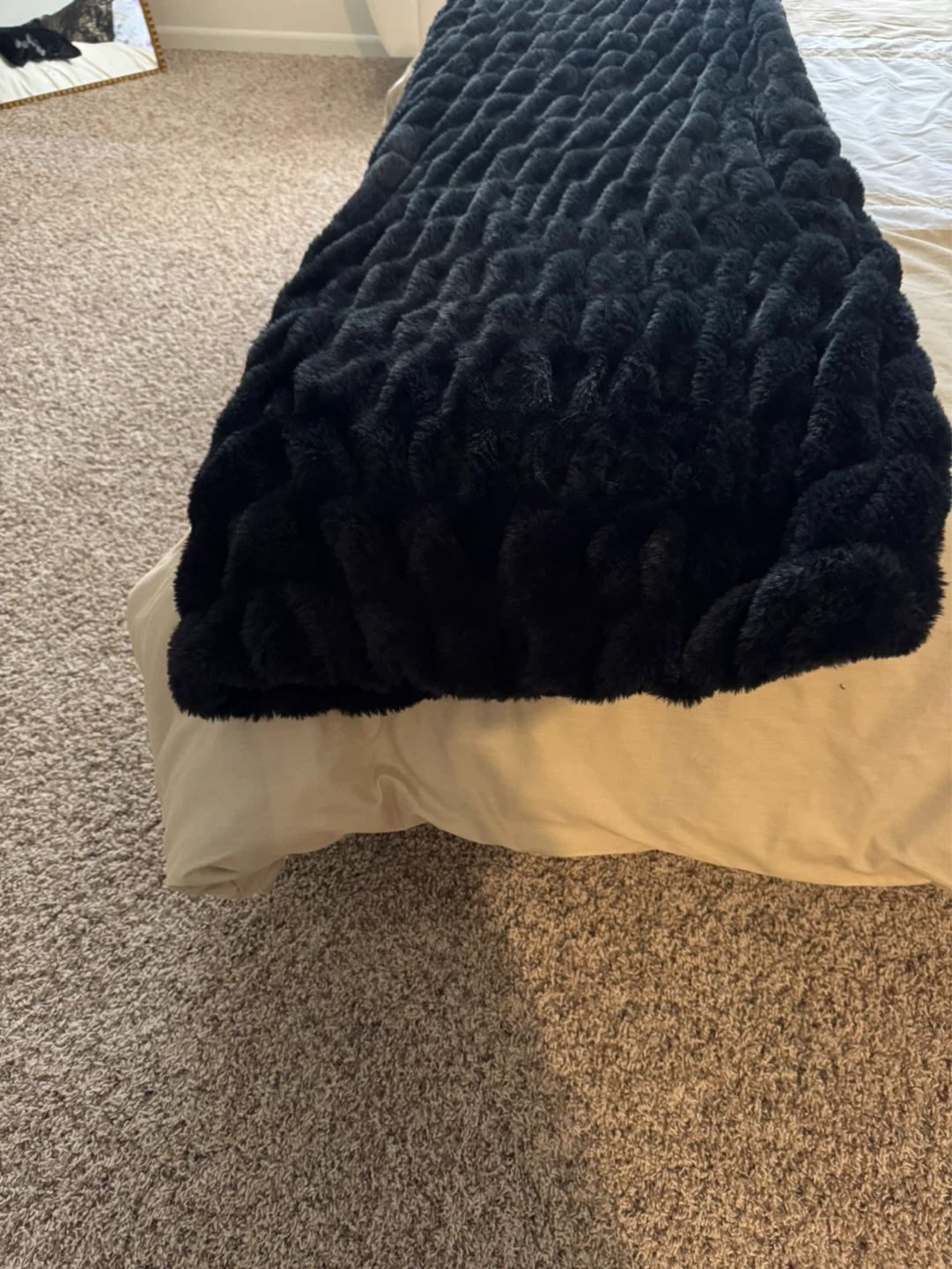 Black Faux Fur Throw Blanket