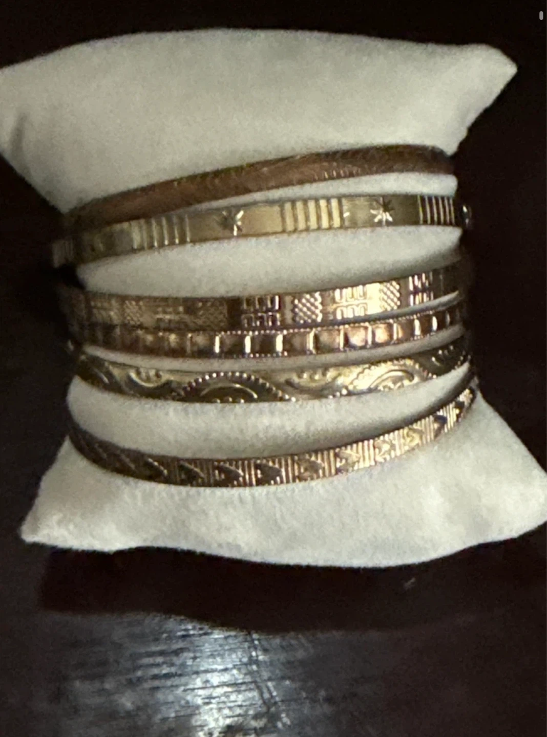 Set of 7 Gold Tone Engraved Bangles