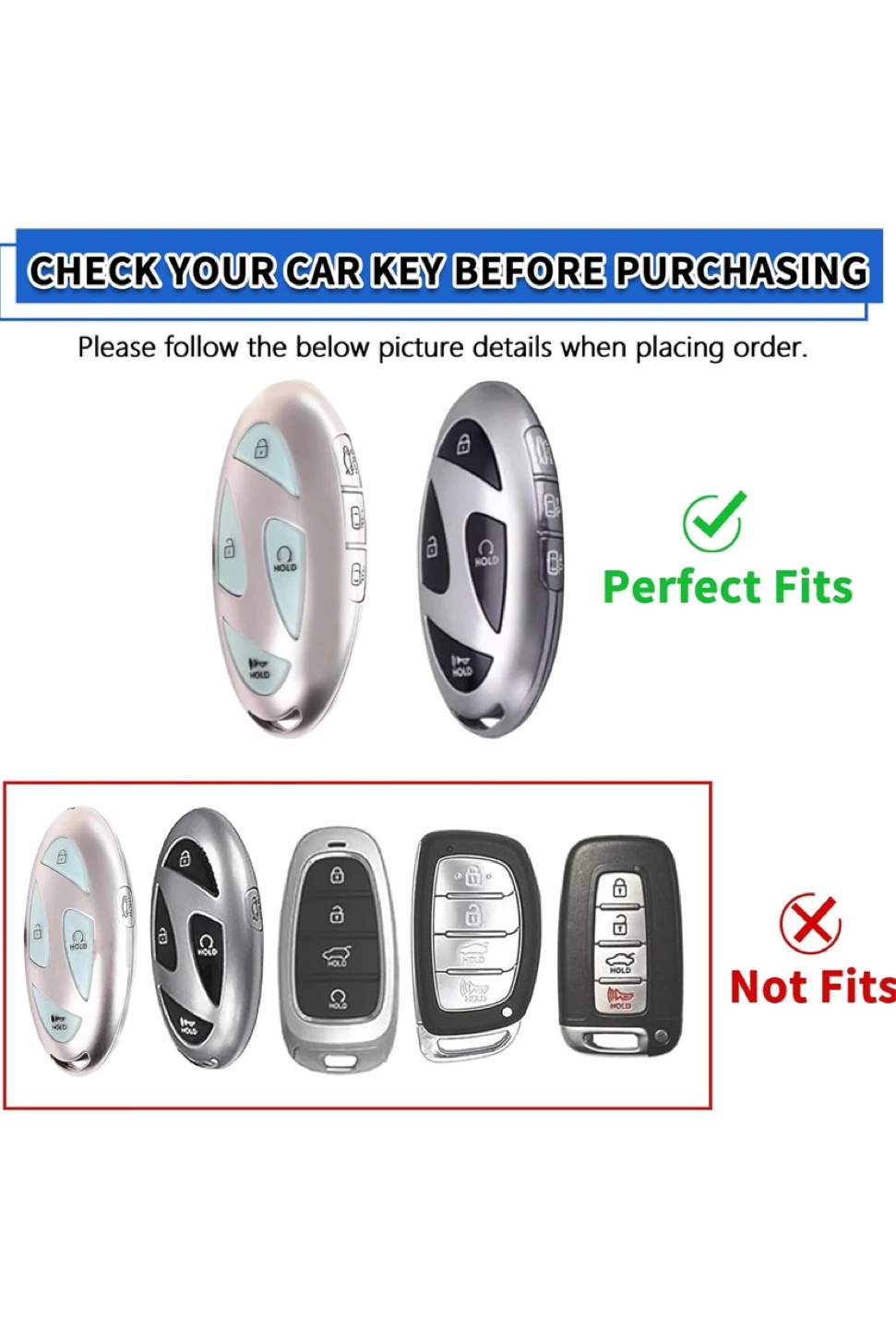 Pack for Hyundai Key Fob Cover with Keychain, - photo 3