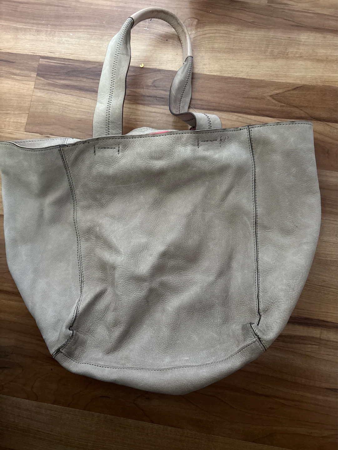 Genuine grey leather tote bag