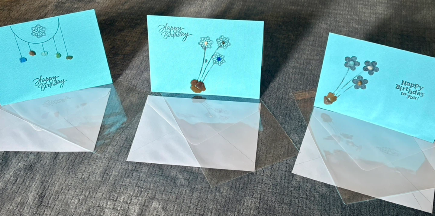 3pk- SeaGlass Birthday Cards