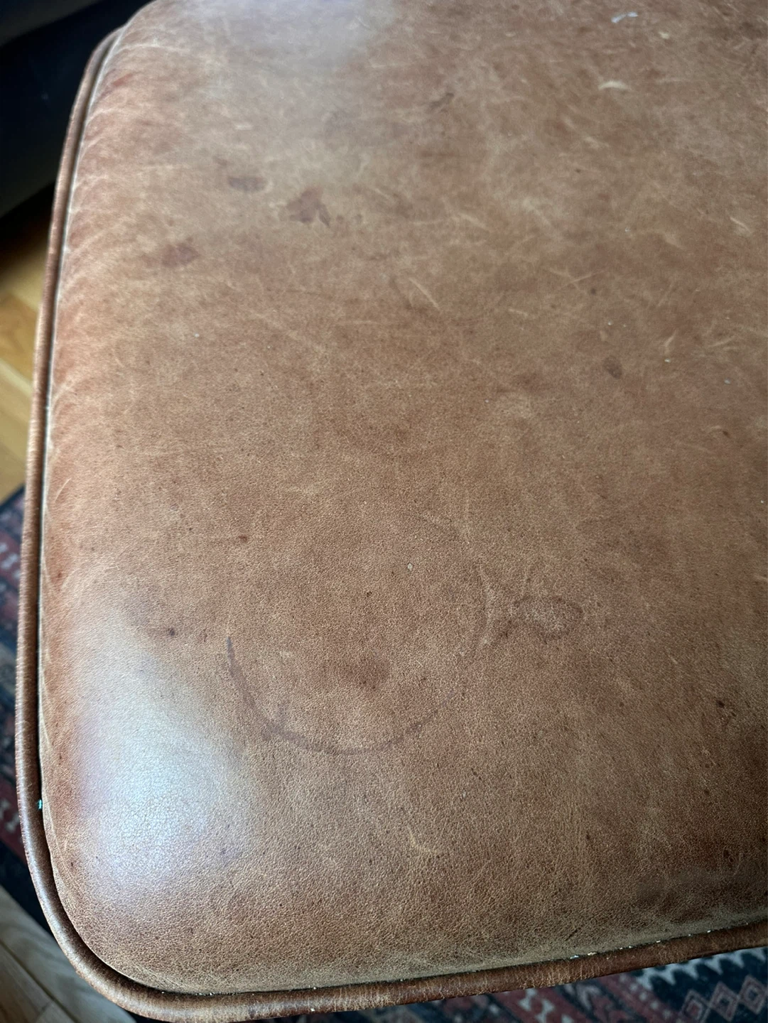 Brown leather ottoman - photo 4