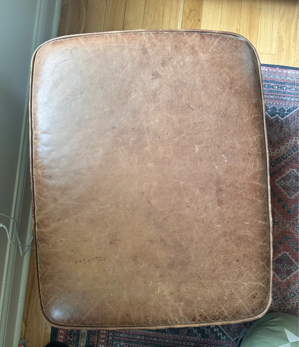 Brown leather ottoman - photo 2