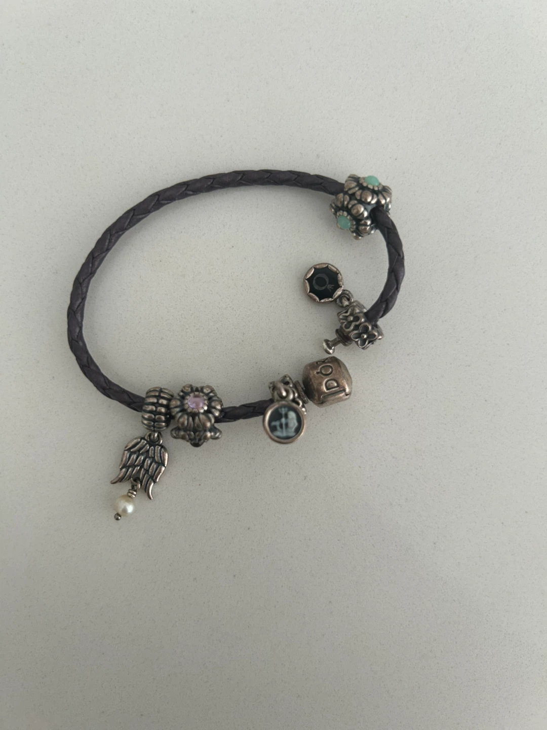 Real Vintage Pandora Leather Charm Bracelet with Charms