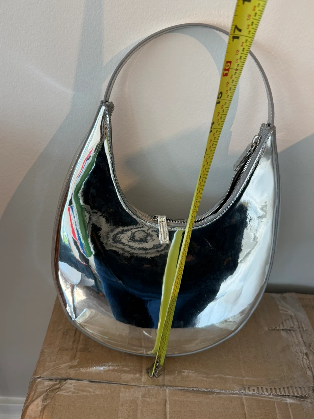 Silver Metallic Crescent Shoulder Bag - photo 2