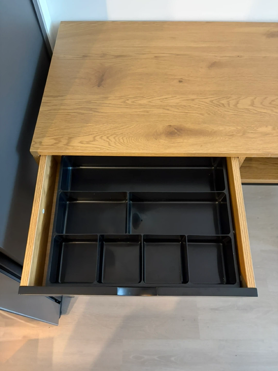 Modern Wood Desk with Drawer and Open Shelf - photo 4