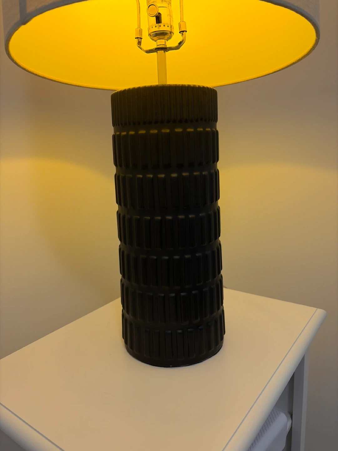 Black Textured Table Lamp with Fabric Shade - photo 3