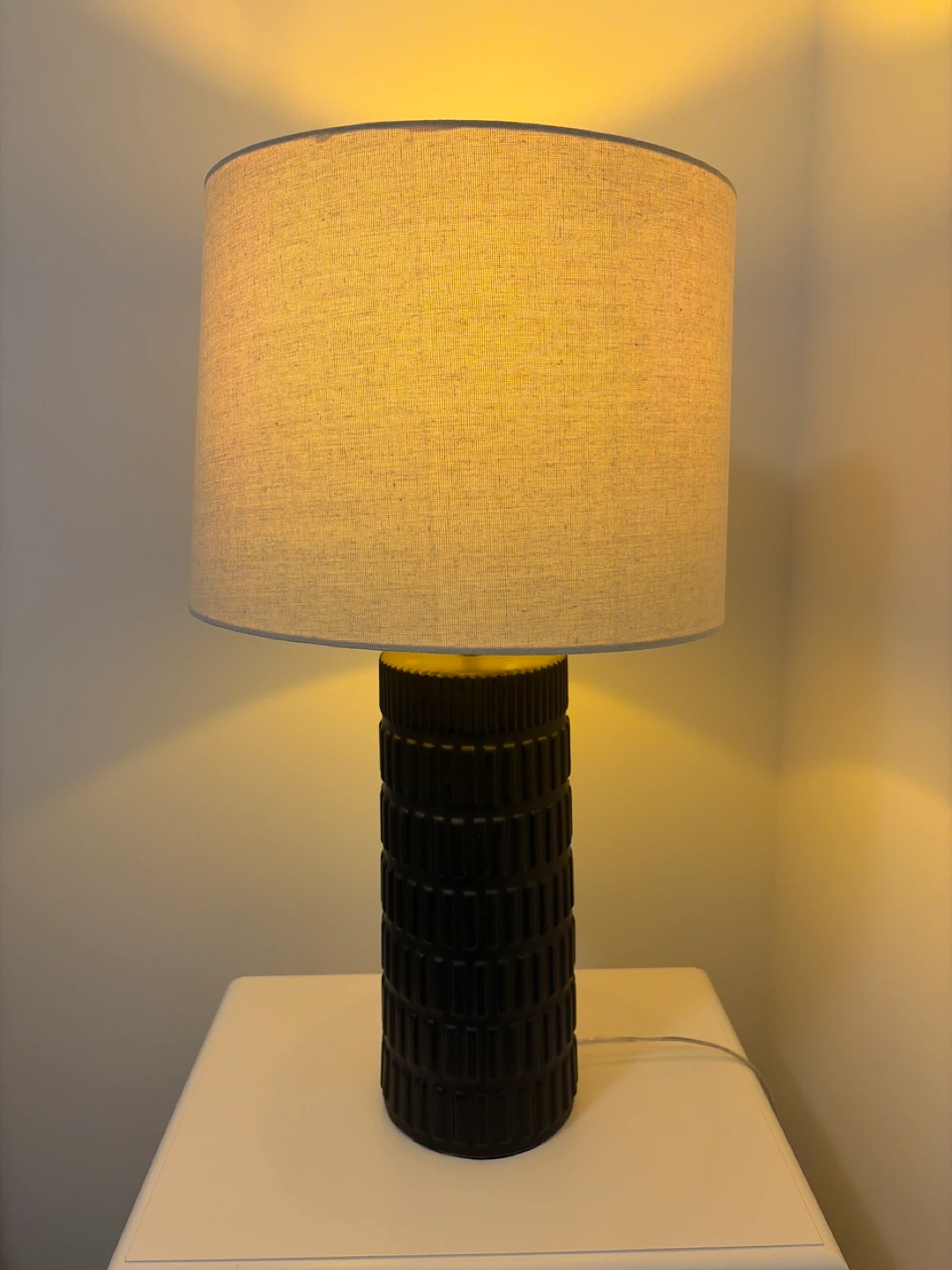 Black Textured Table Lamp with Fabric Shade - photo 2