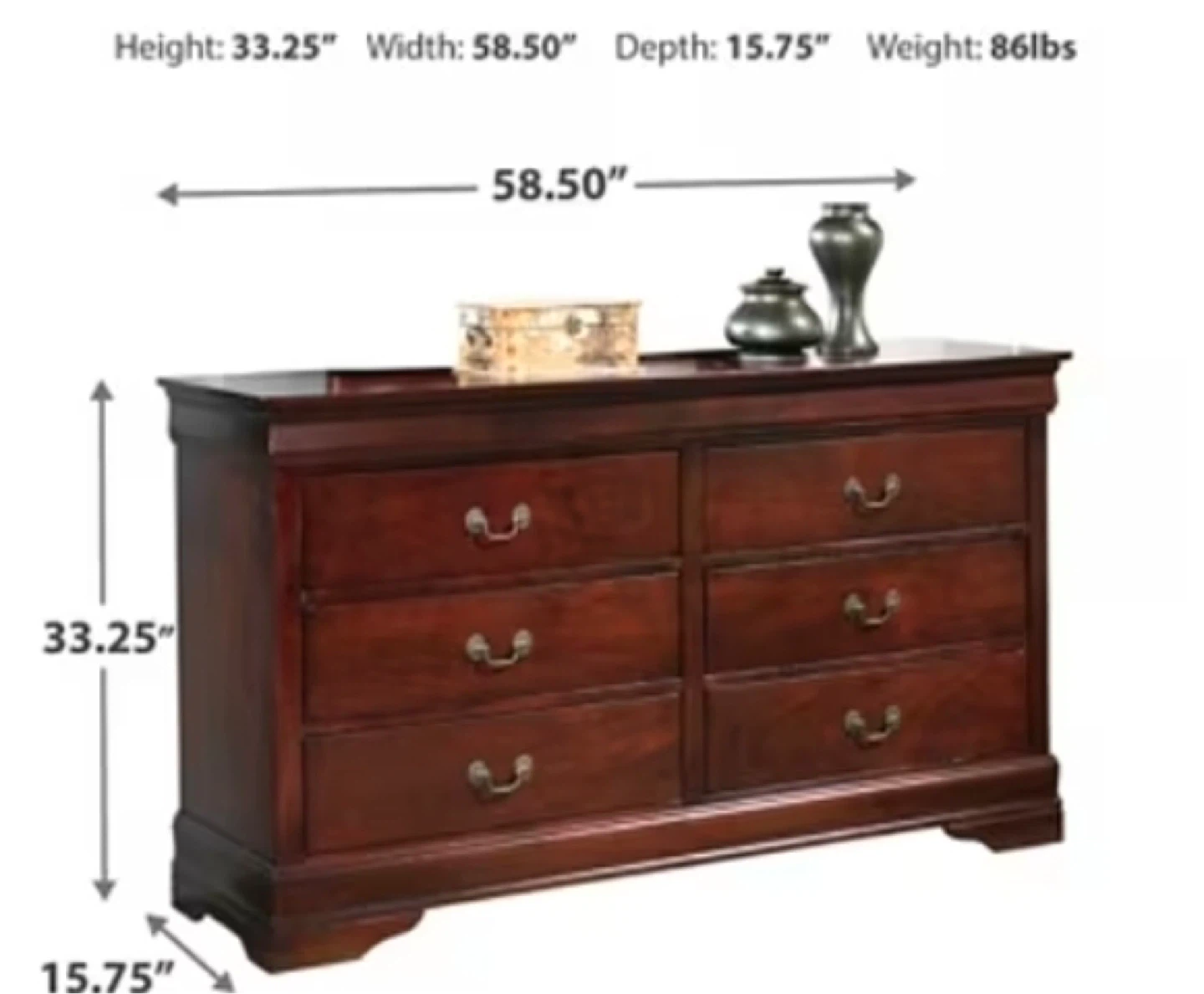 Dark Wood Six-Drawer Dresser - photo 2