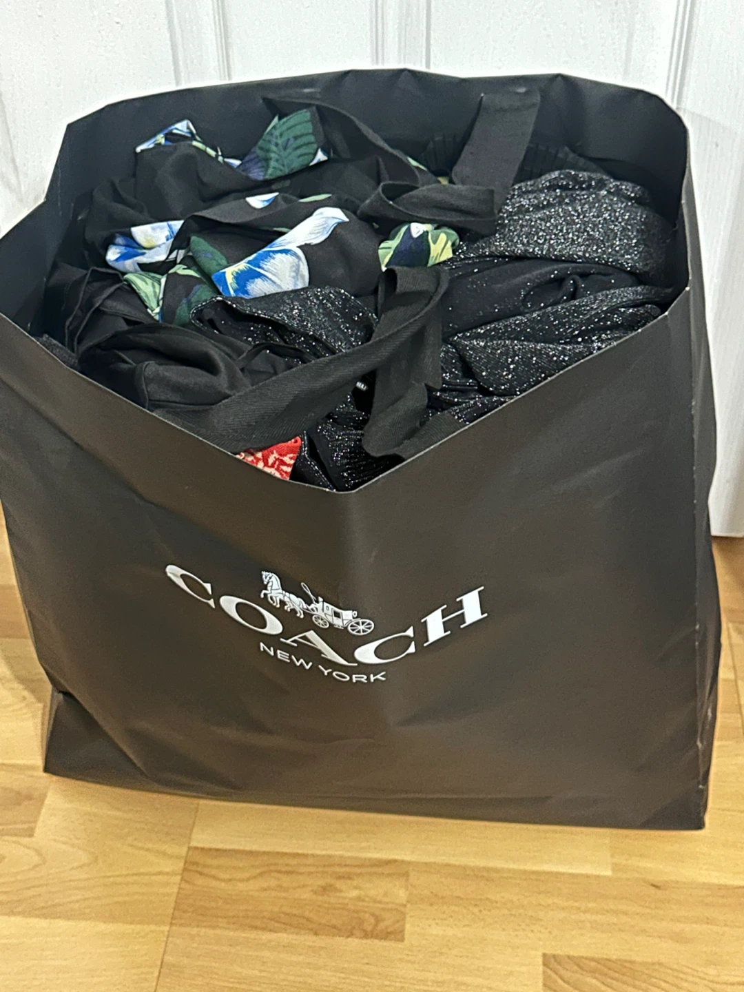 shopping bag filled with assorted women  clothing